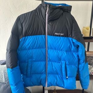 Marmot Black and Blue Puffer Jacket